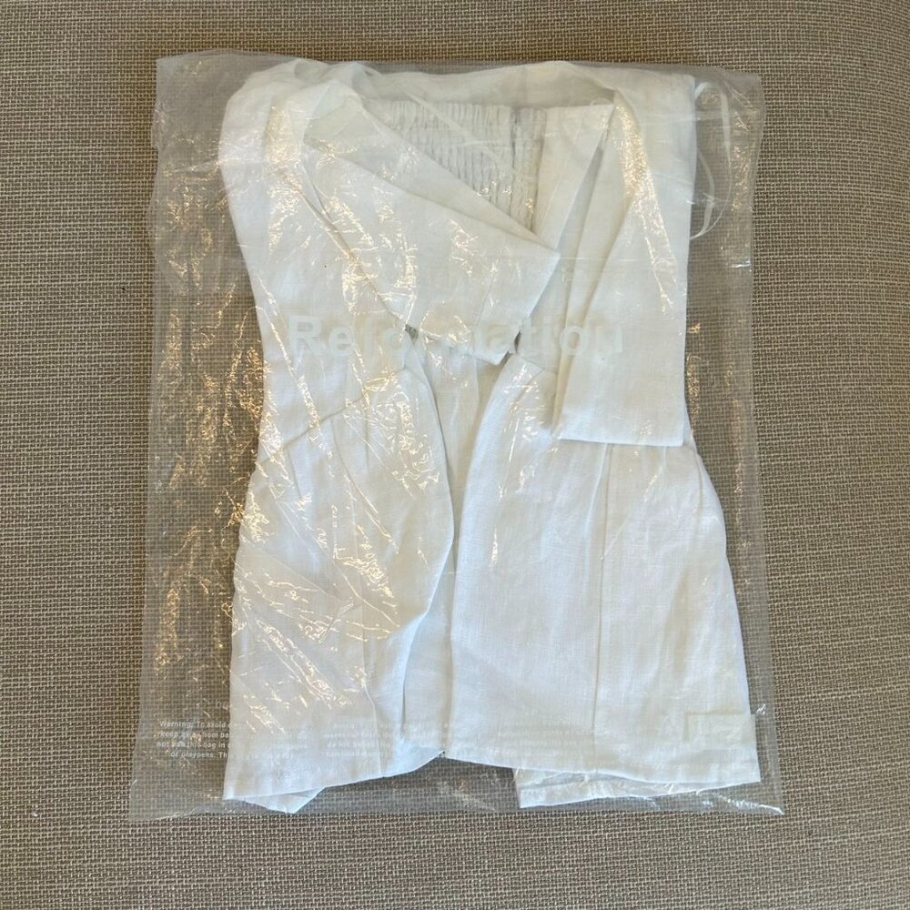 NEW Reformation Evie Linen Top Sz4 White - Picture 4 of 9